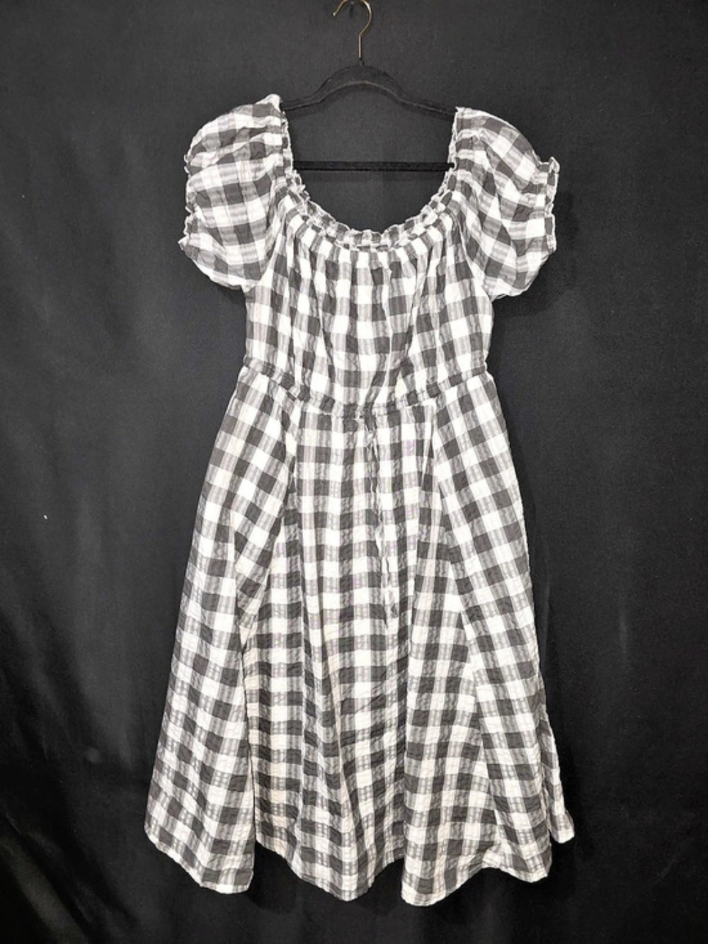 Torrid Gingham Midi Dress in Gray & White Size 1